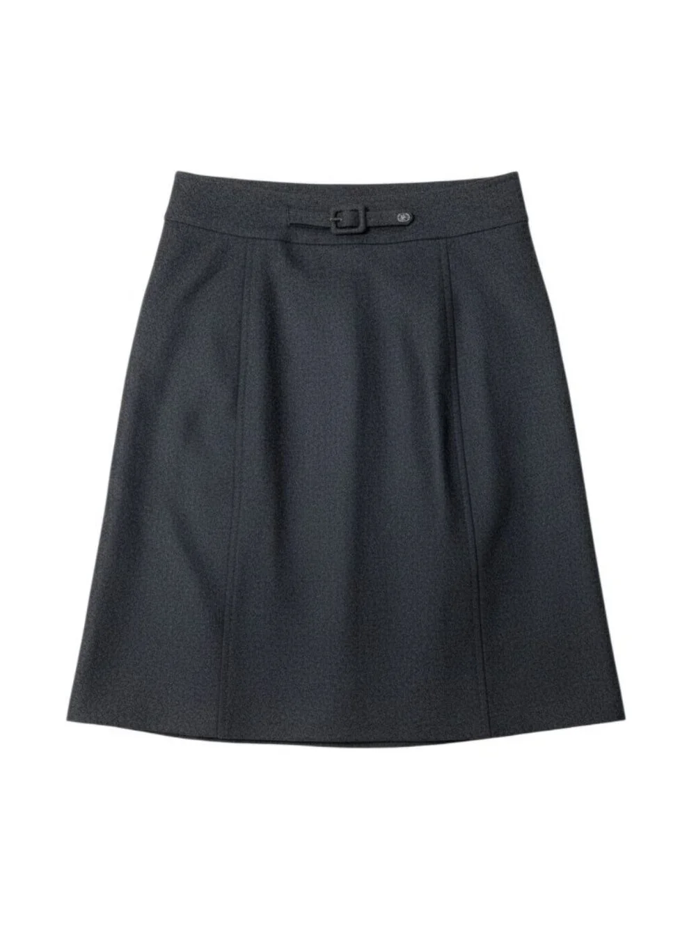 Chanel Pencil Skirt Knee Length CC Logo Belt Design Gray 38